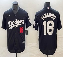 Nike Los Angeles Dodgers #18 Yoshinobu Yamamoto black majestic baseball jerseys