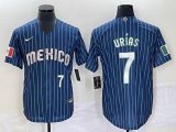 2023 World Cup Mexico #7 Julio Urias blue majestic baseball jerseys 45