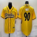 Nike Pittsburgh Steelers #90 T. J. Watt yellow baseball jerseys Joint name-BD