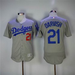 Los Angeles Dodgers #21 Yu Darvish Gray Flexbase Authentic Collection Jersey