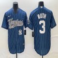 Nike New York Yankees #3 Babe Ruth blue majestic baseball Jersey Joint name 02