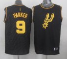 San Antonio Spurs Tony Parker 9# black Precious Metals Fashion Stitched NBA Jersey