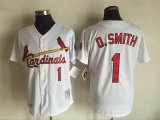 St Louis Cardinals #1 Ozzie Smith throwback white baseball Jersey