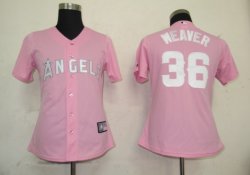 Los Angeles Angels 36 Weaver Pink MLB Women Jerseys