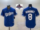 2024 World Series Champions Nike Los Angeles Dodgers #8 Enrique Hernandez blue majestic baseball jerseys 02