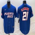 Puerto Rico Baseball #21 Roberto Clemente blue 2023 World Baseball Classic Replica Player Jersey 06