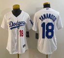 Women Nike Los Angeles Dodgers #18 Yoshinobu Yamamoto white majestic baseball jerseys