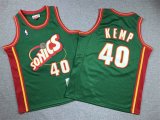 Youth Seattle SuperSonics #40 Shawn Kemp green throwback nba Jersey-XD