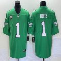 Nike Eagles #1 Jalen Hurts green throwback Color Rush Limited Jersey-BD