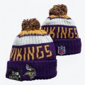 2024 Minnesota Vikings purple white yellow NFL Sports Cuffed Knit Hats 01