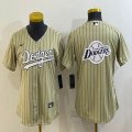 Youth Los Angeles Dodgers blank beige majestic baseball Jerseys-BD 04