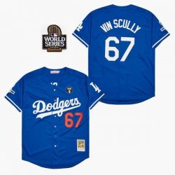 Los Angeles Dodgers #67 Honor Vin Scully blue Throwback baseball Jerseys-SG