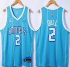 New Orleans Hornets #2 LaMelo Ball light blue nba Jerseys 75th-XD