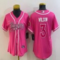 Women Denver Broncos #3 Russell Wilson pink baseball jerseys Joint name-BD