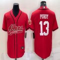 Nike San Francisco 49ers #13 Brock Purdy red baseball jerseys Joint name-BD