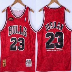 Chicago Bulls #23 Michael Jordan red black throwback 1995-96 nba basketball jersey-XD