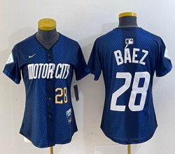 Youth Nike Detroit Tigers #28 Javier Báez blue Majestic baseball jerseys city version 01