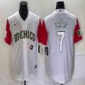 2023 World Cup Mexico #7 Julio Urias white red majestic baseball jerseys 76