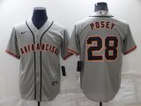 Nike San Francisco Giants 28 Buster Posey gray majestic baseball jersey