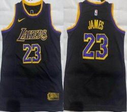 Youth Nike Los Angeles Lakers #23 LeBron James Black NBA Basketball jersey-XD