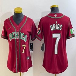 Women 2023 World Cup Mexico #7 Julio Urias red majestic baseball jerseys 04