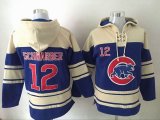 Chicago Cubs #12 Kyle Schwarber blue beige baseball Hooded Sweatshirt