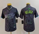 Youth Nike Tampa Bay Rays #21 Jonny DeLuca black majestic baseball jersey city version