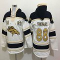 Denver Broncos 88 Demaryius Thomas beige gold nfl Hooded Sweatshirt 50th supber bowl patch