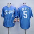 Kansas Royals 5 George Brett skyblue 1985 throwback baseball jersey