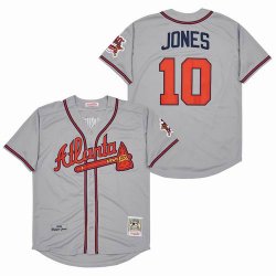 Atlanta Braves #10 Chipper Jones gray throwback majestic baseball jerseys