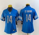 Women Nike Detroit Lions #14 Amon Ra St Brown blue Color Rush Limited Jersey