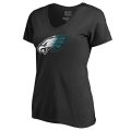 Women's Philadelphia Eagles Pro Line by Fanatics Branded Black Gradient Logo V-Neck T-Shirt