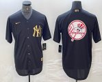 Nike New York Yankees blank black gold majestic baseball Jersey 03