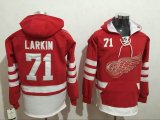 2017 Detroit Red Wings #71 Dylan Larkin red NHL Hooded Sweatshirt