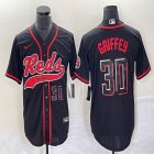 Nike Cincinnati Reds #30 Ken Griffey Jr black majestic baseball jerseys Joint name-BD 02