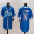 Nike Nike Detroit Lions #14 Amon Ra St Brown blue baseball jerseys Joint name-BD