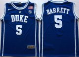 Duke Blue Devils #5 Barrett V Neck blue College Basketball Jersey - PNS 001