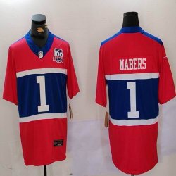 New York Giants #1 Malik Nabers Nike Century Red Alternate Player Game Jersey 02