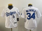 Youth Nike Los Angeles Dodgers#34 Fernando Valenzuela white majestic baseball jerseys-BD 02