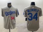 Nike Los Angeles Dodgers #34 Fernando Valenzuela gray fashion majestic baseball Jerseys -BD