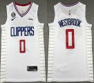 Nike Los Angeles Clippers #0 Russell Westbrook white nba jerseys 6 patch-XD