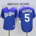 Customized women Los Angeles Dodgers #5 Corey Seager Blue Stitched Baseball Jersey