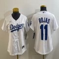 Women Nike Los Angeles Dodgers #11 Miguel Rojas white majestic baseball jerseys 01