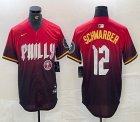 Nike Philadelphia Phillies #12 Schwarber red majestaic baseball jersey city version 03