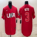 2023 World Cup #3 Mookie Betts red USA majestic baseball jerseys 09