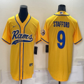 Nike Los Angeles Rams #9 Matthew Stafford yellow baseball jerseys Joint name-BD