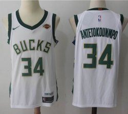 Nike Milwaukee Bucks 34# Giannis Antetokounmpo white nba Jersey