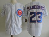 Chicago Cubs #23 Ryne Sandberg white throwback baseball jersey