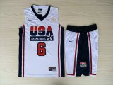 USA National Team #6 LeBron James White Retro Basketball Suit