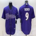 Nike Baltimore Ravens #9 Justin Tucker purple baseball jerseys Joint name-BD 01